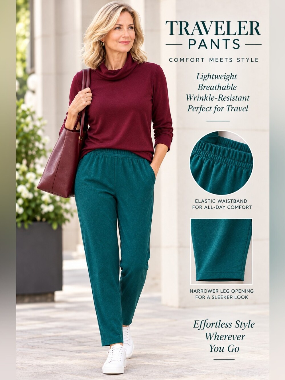 MARALLIS Stretch Traveler Pants Aqua jewel tone green Sz M